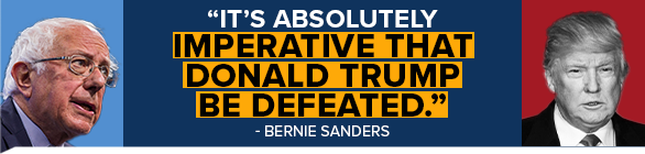 Bernie Sanders; 'It's absolutely imperative that Donald Trump be defeated.'