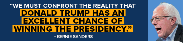 Bernie Sanders: We must confront the reality that Donald Trump has an excellent chance of winning the presidency