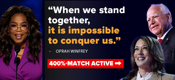 Oprah, Tim Walz, Kamala Harris // Oprah: When we stand together, it is impossible to conquer us