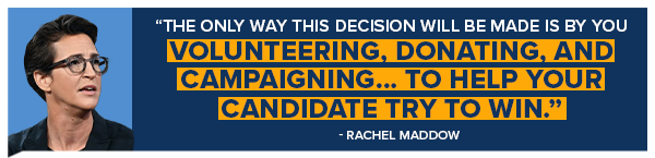 Rachel Maddow: The only way this decision will be made is by you volunteering, donating, and campaigning… to help your candidate try to win.