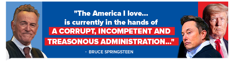The America I love...is currently in the hands of a corrupt, incompetent and treasonous administration...-Bruce Springsteen