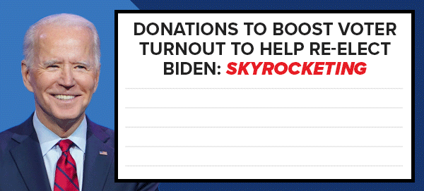Donations to boost voter turnout to help re-elect Biden skyrocketting