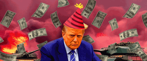 Trump in a Party Hat with TANKS Trump in a Party Hat with Tanks