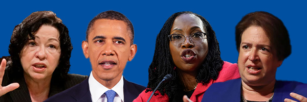 Barack Obama, Elena Kagan, Sonia Sotomayor and Ketanji Brown Jackson.