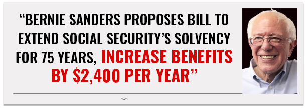 Bernie Sanders proposes bill to extend Social Security's solvency for 75 years, increase benefits by $2,400 per year