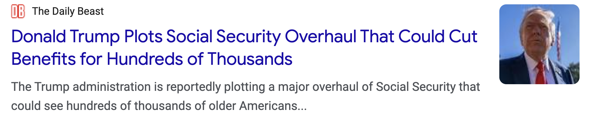 The Daily Beast: Trump plots Social Security overhaul that could cut benefits for hundreds of thousands